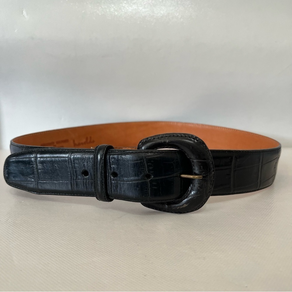 Vintage Harold’s Black Embossed Leather Belt